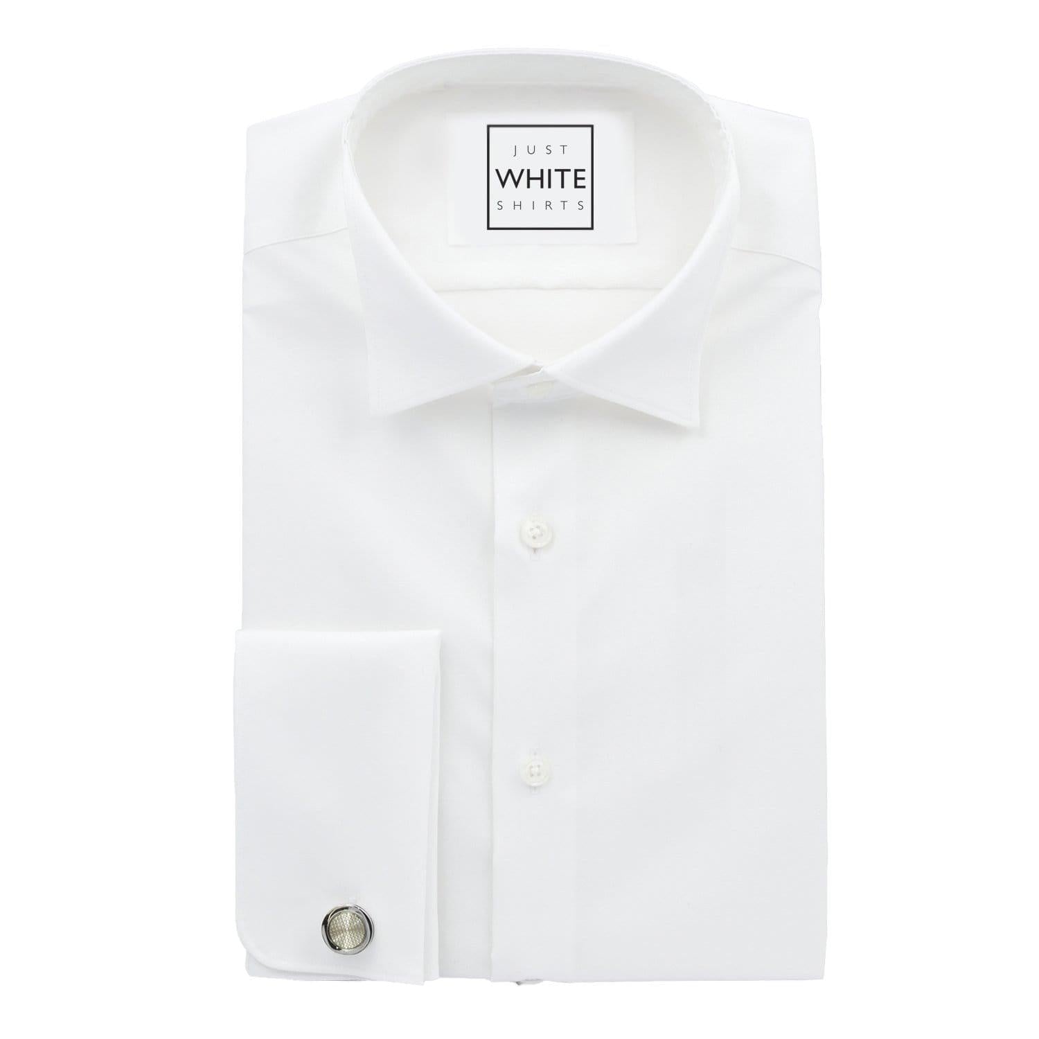 White Egyptian Cotton Non Iron Court Shirt, Wing Tip Collar and French Cuffs - Just White Shirts