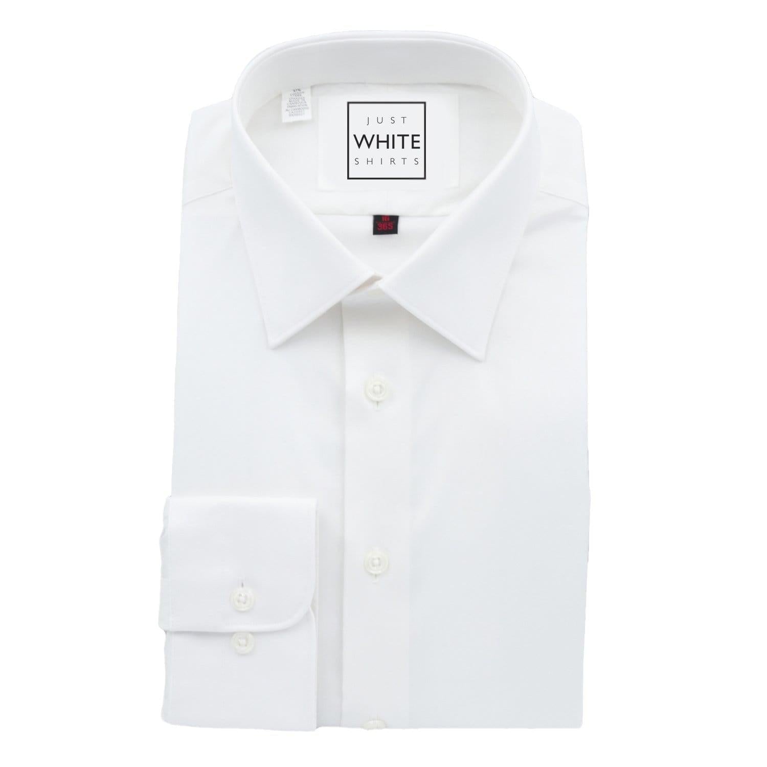 White Egyptian Cotton Non Iron Dress Shirt, Modified Collar and Adjustable Button Cuffs - Just White Shirts