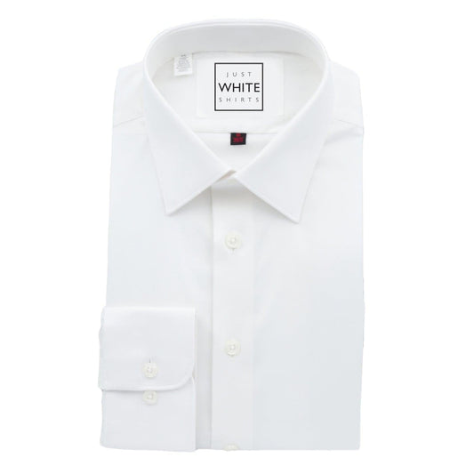 White Egyptian Cotton Non Iron Dress Shirt, Modified Collar and Adjustable Button Cuffs - Just White Shirts