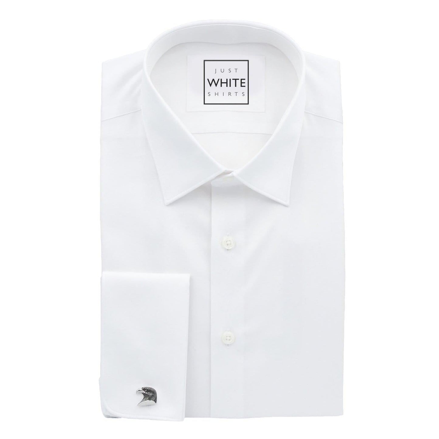 White Egyptian Cotton Non Iron Dress Shirt, Modified Collar and French Cuffs - Just White Shirts