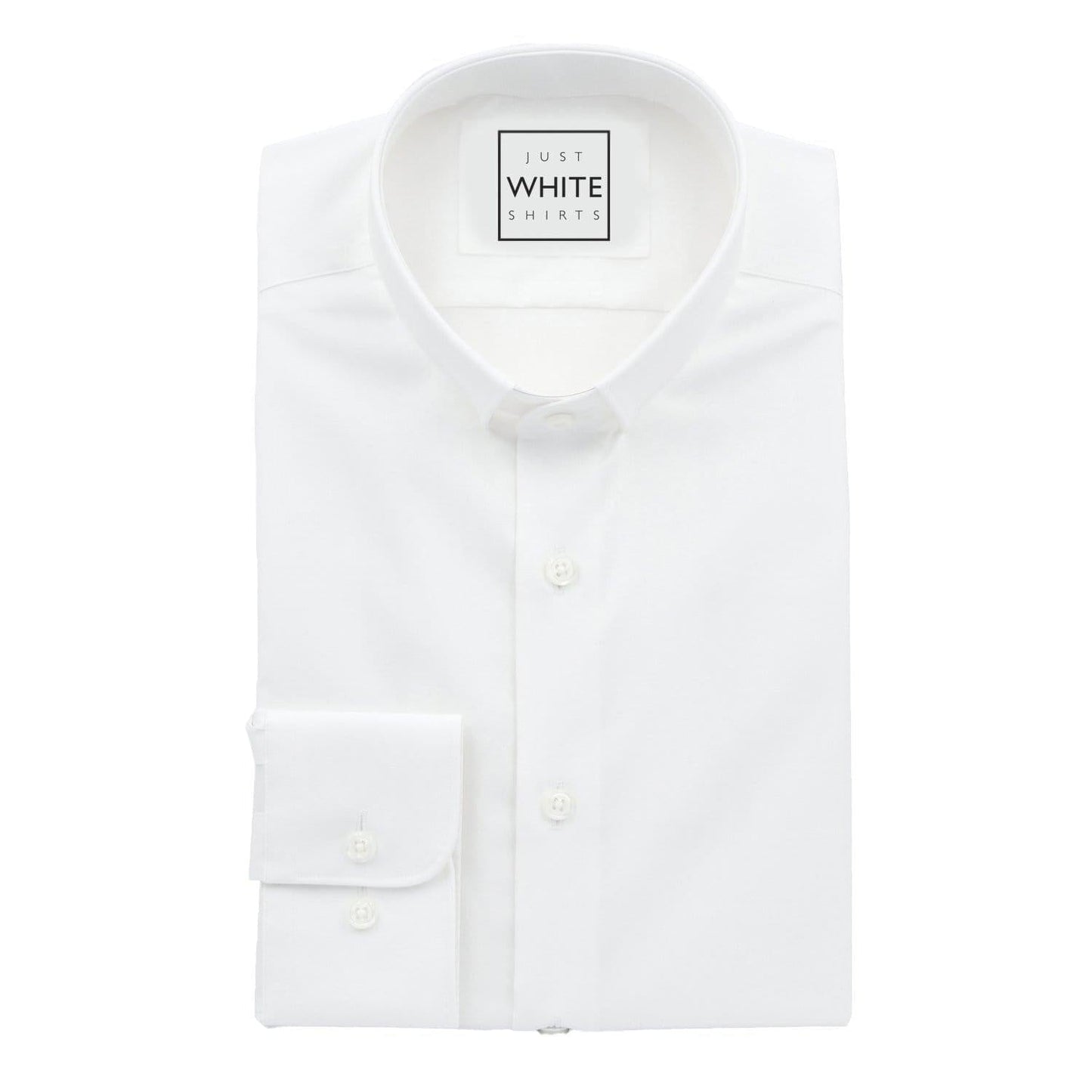 White Egyptian Cotton Non Iron Priest Collar Shirt and Adjustable Button Cuffs - Just White Shirts