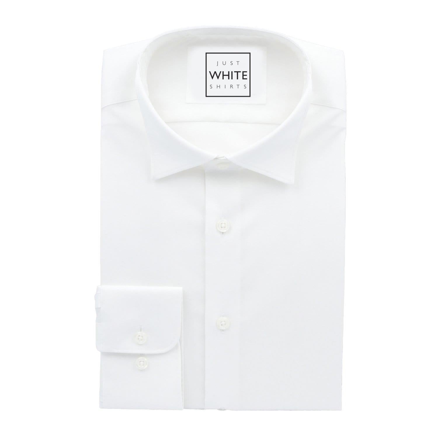 White Egyptian Non Iron Cotton Court Shirt, Wing Tip Collar and Adjustable Button Cuffs - Just White Shirts