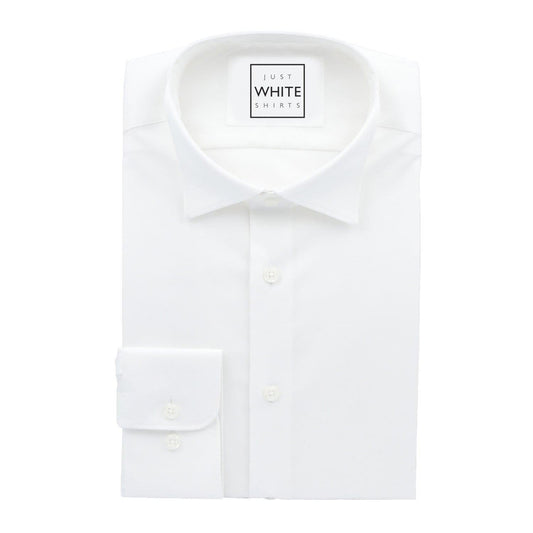 White Egyptian Non Iron Cotton Court Shirt, Wing Tip Collar and Adjustable Button Cuffs - Just White Shirts