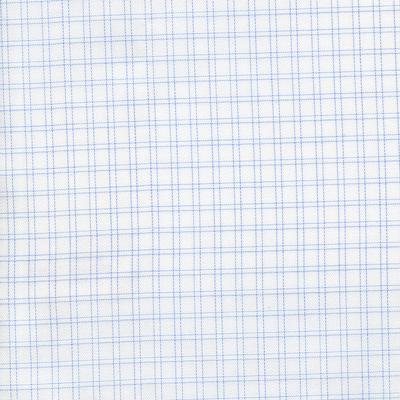 White Ground Jacquard Weave with Double Blue Hairline Check Pattern Classic Custom Shirt 100c 120/2*50 Sas729a - Just White Shirts