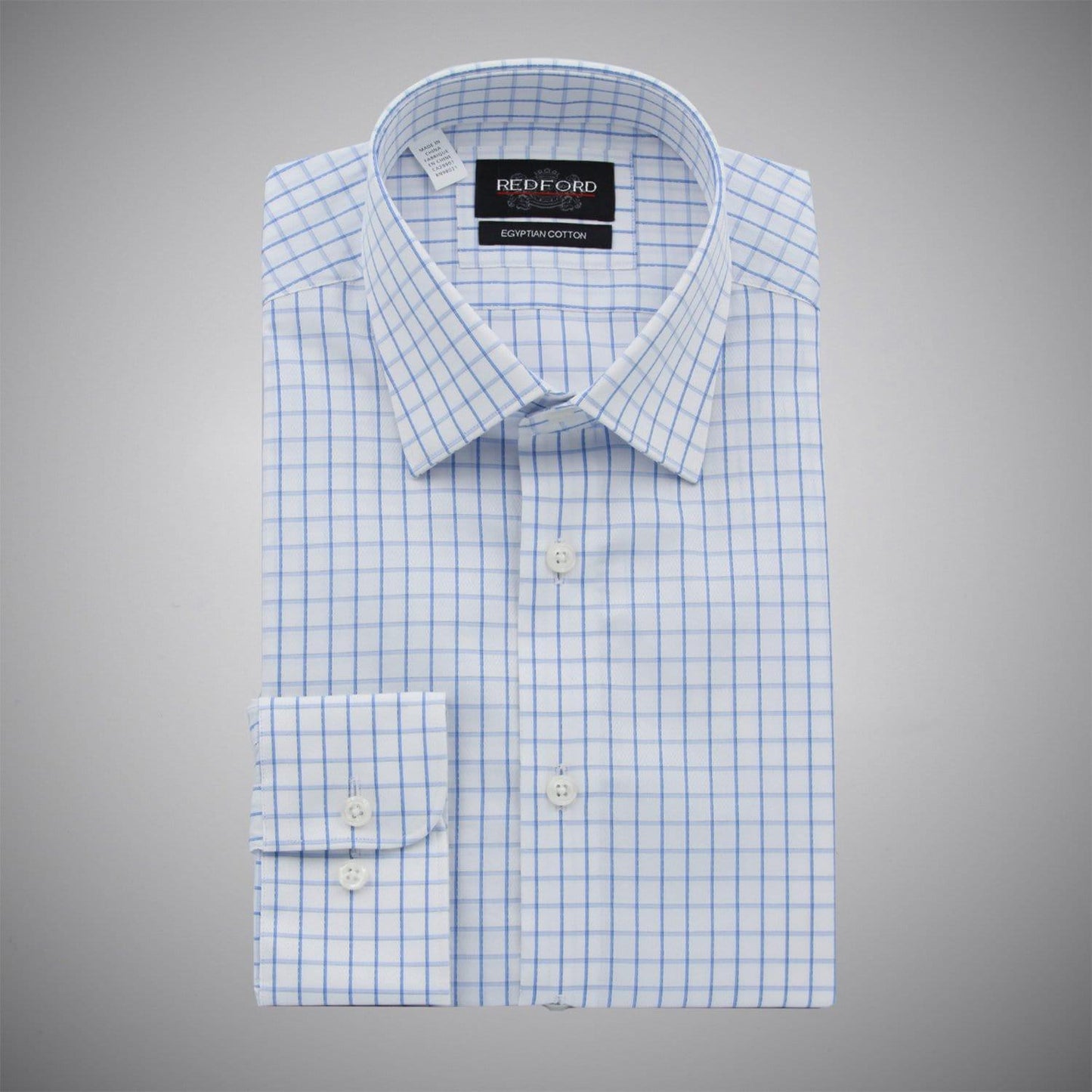 White with Blue Check - Just White Shirts