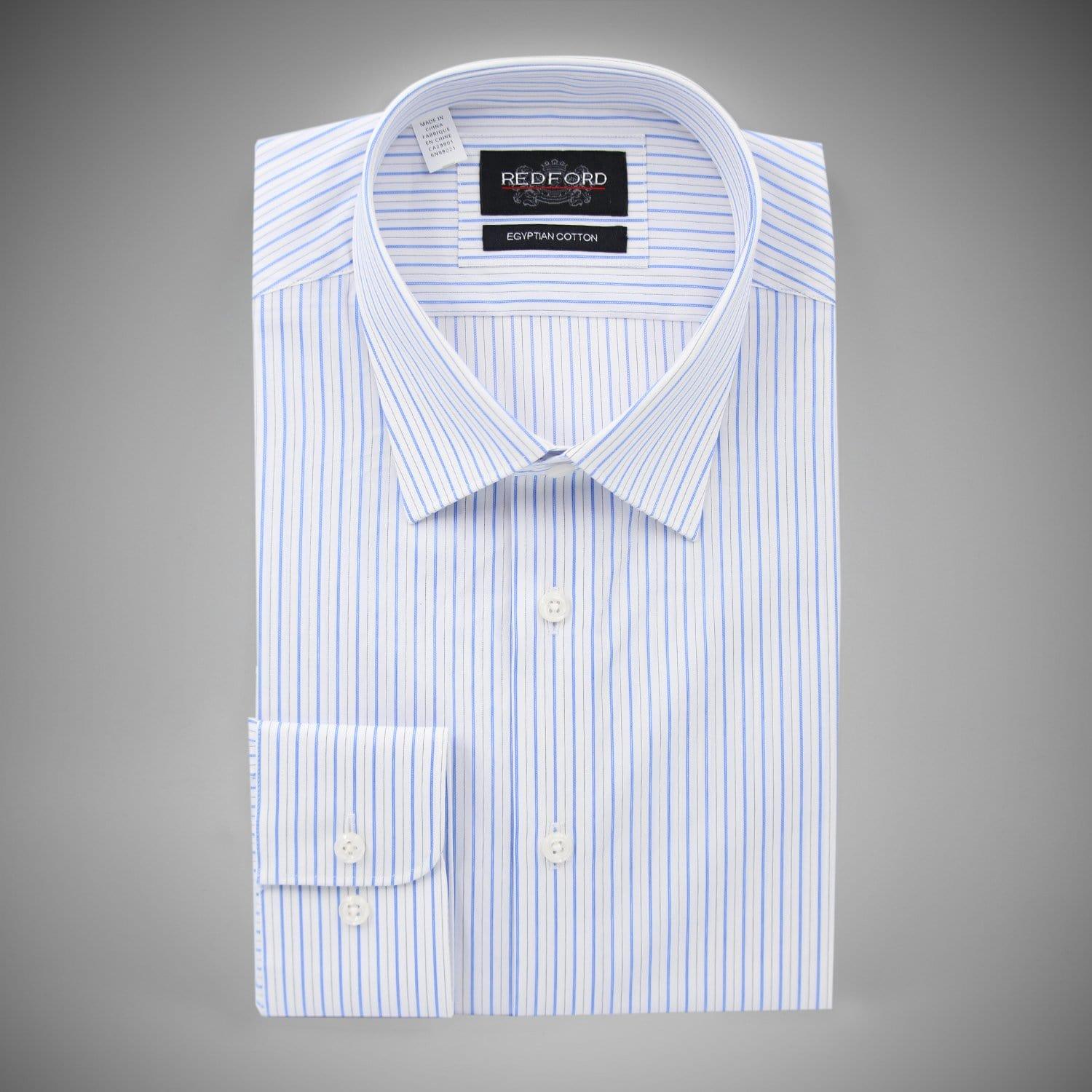 White with Blue Stripe - Just White Shirts